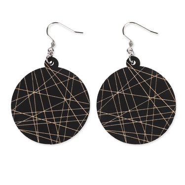 Dřevěné náušnice HOORAY Black Lines