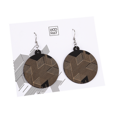 Dřevěné náušnice HOORAY Black Hex