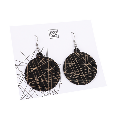 Dřevěné náušnice HOORAY Black Lines