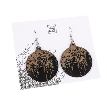 Dřevěné náušnice HOORAY Black Matrix