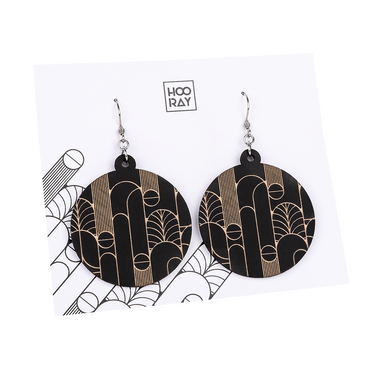 Dřevěné náušnice HOORAY Black Secese