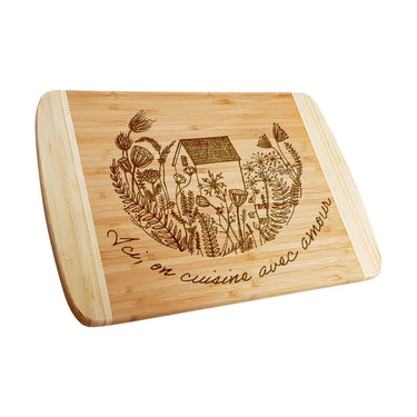 Dárkové bambusové prkénko s gravírováním, motiv domov