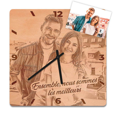 Dřevěné nástěnné hodiny - vlastní fotografie, čtvercové 30 cm