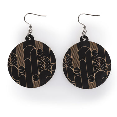 Dřevěné náušnice HOORAY Black Secese