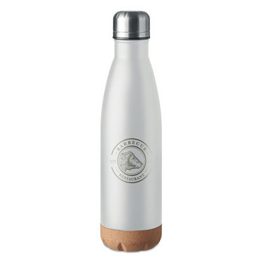 Kovová termolahev s korkovým dnem s motivem na míru, bílá