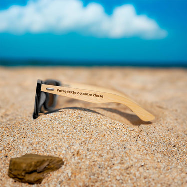 Sluneční brýle s bambusovými nožičkami - zlatý rámeček se zlatými sklíčky