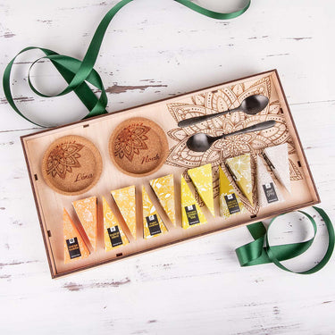 Čajová sada KLASIK v dřevěné kazetě a s motivem na míru