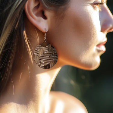 Dřevěné náušnice HOORAY Black Hex