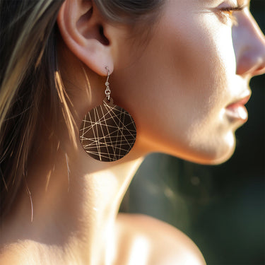 Dřevěné náušnice HOORAY Black Lines