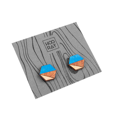 Dřevěné náušnice HOORAY Azul