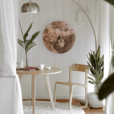 Dřevěné nástěnné hodiny - vlastní fotografie, kulaté 30 cm